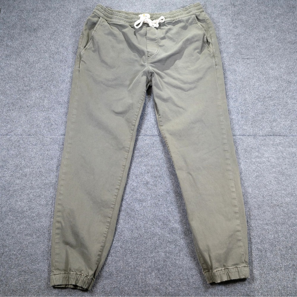 Marine Layer Saturday Jogger Pants Mens L Olive Green Organic Cotton Stretch